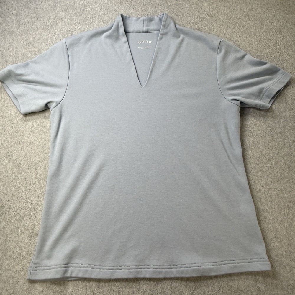 Orvis‎ Women's Short Sleeve V-Neck Polo Collar Shirt Gray Size M